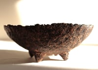 Image 2 of Handmade Paper Mache Bowl with Lace Floral Texture | Rustic Decorative Art on 4 Legs