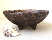Image 7 of Handmade Paper Mache Bowl with Lace Floral Texture | Rustic Decorative Art on 4 Legs