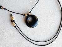 Image 4 of Black Onyx adjustable cord choker necklace - Handmade jewelry