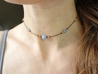 Image 5 of Blue Angelite adjustable cord choker necklace - Handmade jewelry