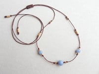 Image 3 of Blue Angelite adjustable cord choker necklace - Handmade jewelry