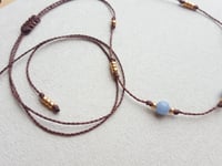 Image 4 of Blue Angelite adjustable cord choker necklace - Handmade jewelry
