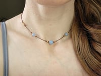 Image 2 of Blue Angelite adjustable cord choker necklace - Handmade jewelry