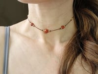 Image 5 of Red Jasper adjustable cord choker necklace - Handmade jewelry