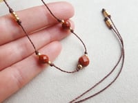 Image 3 of Red Jasper adjustable cord choker necklace - Handmade jewelry