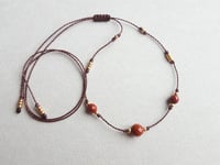 Image 4 of Red Jasper adjustable cord choker necklace - Handmade jewelry