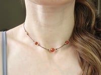 Image 2 of Red Jasper adjustable cord choker necklace - Handmade jewelry