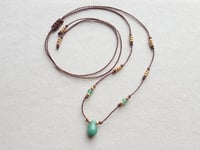 Image 2 of Green Aventurine adjustable cord choker necklace - Handmade jewelry