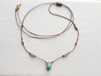 Image 5 of Green Aventurine adjustable cord choker necklace - Handmade jewelry