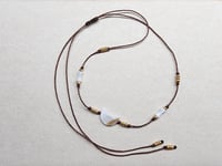 Image 1 of Hippie Mother of pearl knotted necklace - Adjustable handmade choker necklace