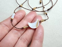 Image 4 of Hippie Mother of pearl knotted necklace - Adjustable handmade choker necklace