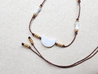 Image 5 of Hippie Mother of pearl knotted necklace - Adjustable handmade choker necklace