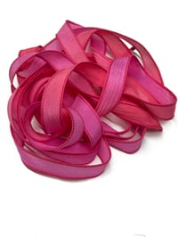Image 3 of 1PC.  HOT PINK  42" Hand Dyed Finished Edge Silk Wrist Wrap Bracelet/Jewelry/Craft Ribbons