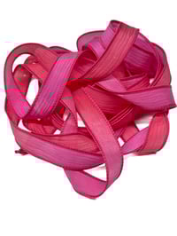 Image 4 of 1PC.  HOT PINK  42" Hand Dyed Finished Edge Silk Wrist Wrap Bracelet/Jewelry/Craft Ribbons