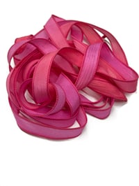 Image 5 of 1PC.  HOT PINK  42" Hand Dyed Finished Edge Silk Wrist Wrap Bracelet/Jewelry/Craft Ribbons