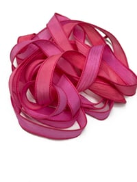 Image 6 of 1PC.  HOT PINK  42" Hand Dyed Finished Edge Silk Wrist Wrap Bracelet/Jewelry/Craft Ribbons