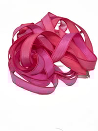 Image 7 of 1PC.  HOT PINK  42" Hand Dyed Finished Edge Silk Wrist Wrap Bracelet/Jewelry/Craft Ribbons