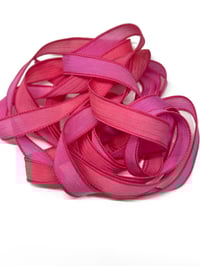 Image 8 of 1PC.  HOT PINK  42" Hand Dyed Finished Edge Silk Wrist Wrap Bracelet/Jewelry/Craft Ribbons