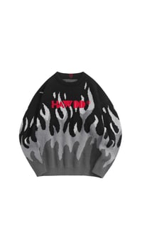 HAWDD Grey Flame Knit Sweater
