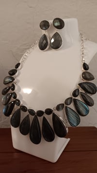 Image 5 of LABRADORITE TEARBDROP BIB NECKLACE AND EARRING SET