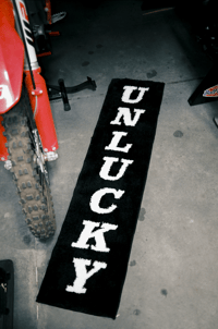 " UNLUCKY " RUNNER RUG - BLACK/WHITE