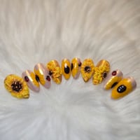 Image 1 of Sunflower and ladybugs Nailz 