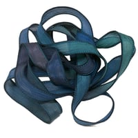 Image 2 of 1PC. BLACK MAGIC 42" Hand Dyed Finished Edge Silk Wrist Wrap Bracelet/Jewelry/Craft Ribbons