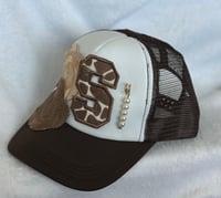 Image 2 of Brown Trucker Hat with Roses and Initial