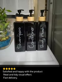 Image 5 of Empty 3-Piece 500ml Bathroom Soap Dispenser Set Refillable Bottles for Shampoo, Conditioner & Body