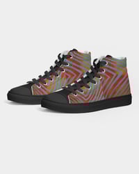 Image 3 of Blue Orange Motif Women's Hightop Canvas Shoe - Black