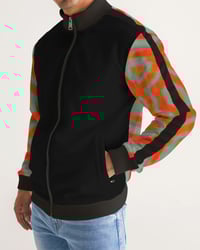 Image 4 of Star Motif Men's All-Over Print Stripe Sleeve Track Jacket