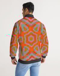 Image 5 of Star Motif Men's All-Over Print Stripe Sleeve Track Jacket