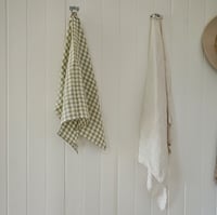 Image 2 of sage linen gingham t-towel