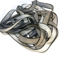 Image 4 of 1PC. LEATHER AND LACE 42" hand dyed wrist wrap bracelet silk ribbon//Yoga wrist wrap bracelet ribbon