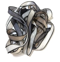 Image 5 of 1PC. LEATHER AND LACE 42" hand dyed wrist wrap bracelet silk ribbon//Yoga wrist wrap bracelet ribbon