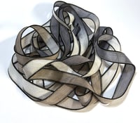 Image 1 of 1PC. LEATHER AND LACE 42" hand dyed wrist wrap bracelet silk ribbon//Yoga wrist wrap bracelet ribbon