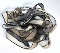 Image 7 of 1PC. LEATHER AND LACE 42" hand dyed wrist wrap bracelet silk ribbon//Yoga wrist wrap bracelet ribbon