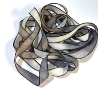 Image 2 of 1PC. LEATHER AND LACE 42" hand dyed wrist wrap bracelet silk ribbon//Yoga wrist wrap bracelet ribbon