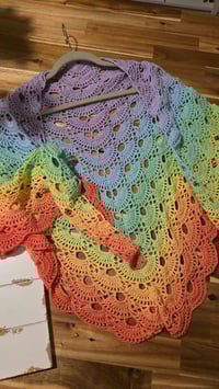 Image 1 of Rainbow wings crochet shawl