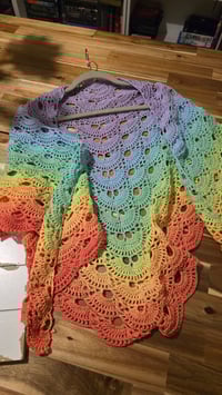 Image 7 of Rainbow wings crochet shawl