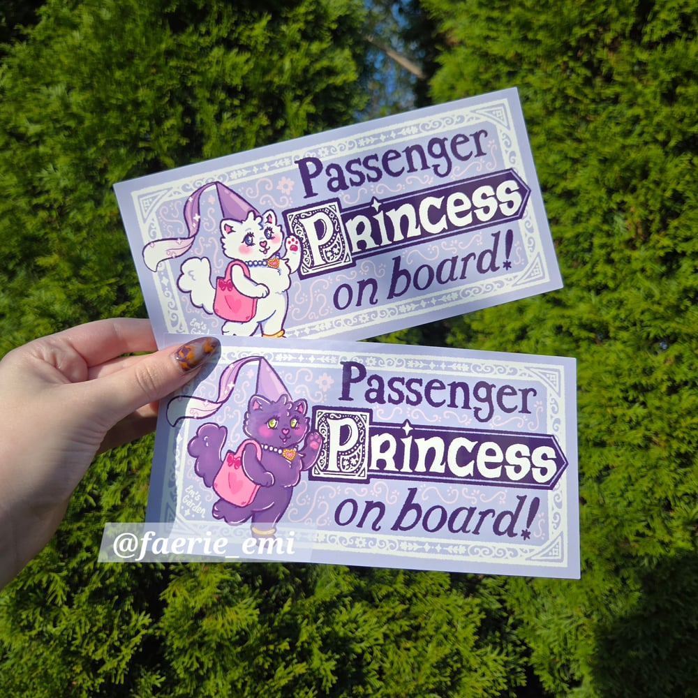 Image of Passenger Princess on Board! Cute Cat Bumper Sticker