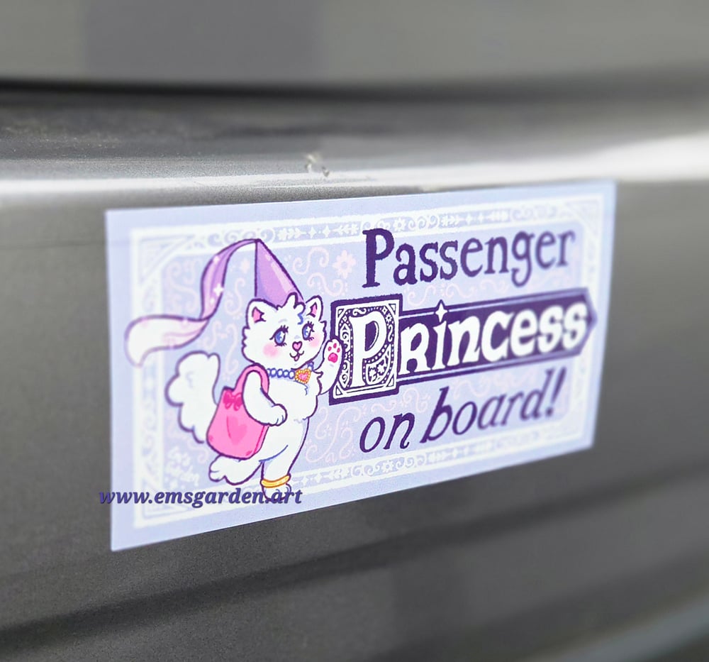 Image of Passenger Princess on Board! Cute Cat Bumper Sticker