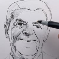 Image 3 of Ronald Reagan — “No Tariffs” | 6x9 Ink Portrait