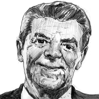 Image 1 of Ronald Reagan — “No Tariffs” | 6x9 Ink Portrait