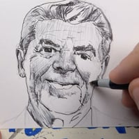 Image 5 of Ronald Reagan — “No Tariffs” | 6x9 Ink Portrait