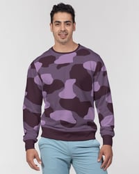Image 2 of Purple Camo Men's All-Over Print Classic French Terry Crewneck Pullover