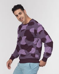 Image 3 of Purple Camo Men's All-Over Print Classic French Terry Crewneck Pullover