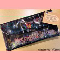 Image 2 of Black Vinyl Holographic Citrine Sparkle Large Clutch