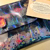 Image 3 of Black Vinyl Holographic Citrine Sparkle Large Clutch