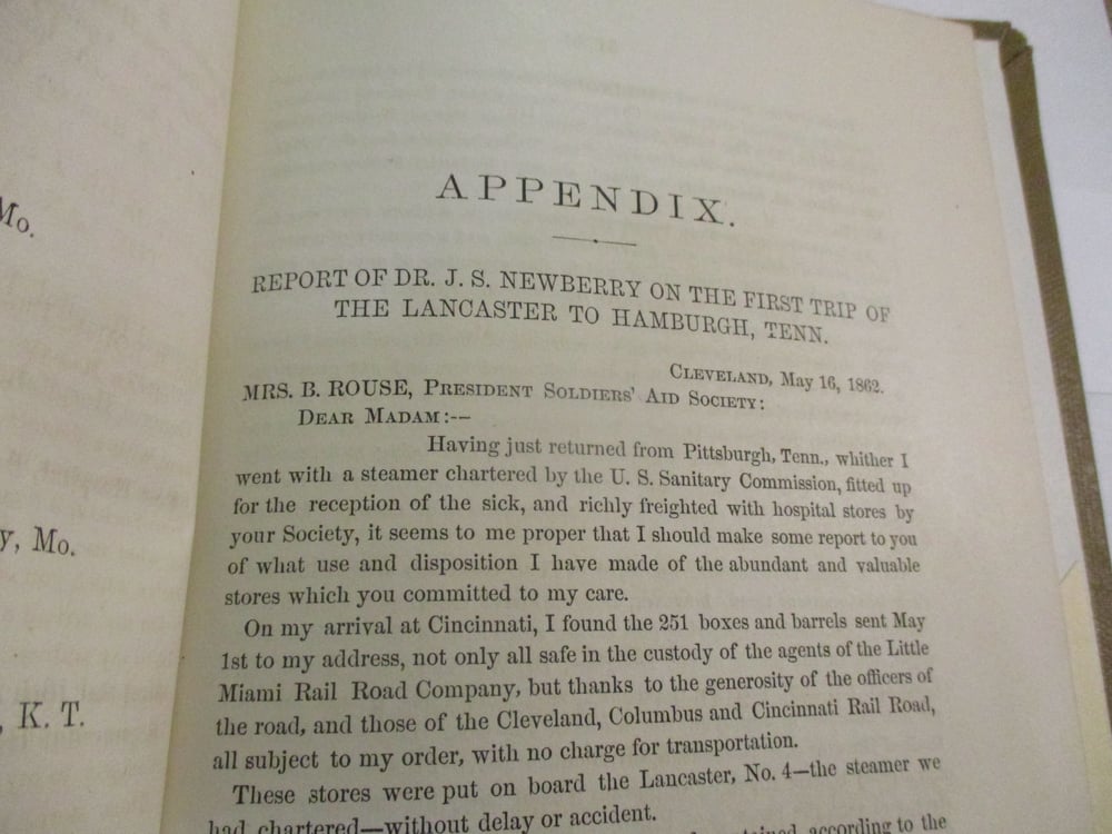 #191-CIVIL WAR SALE: THE SANITARY COMMISSION OF OHIO, 1862 ANNUAL REPORT